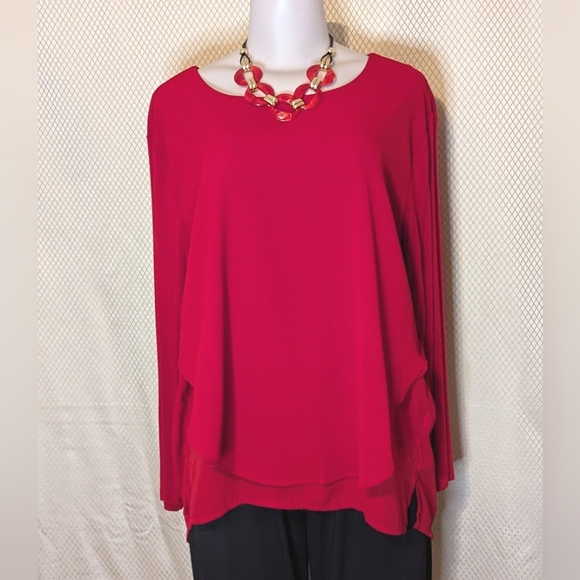 Lena Gabrielle Tops - Dark Red Layered Top